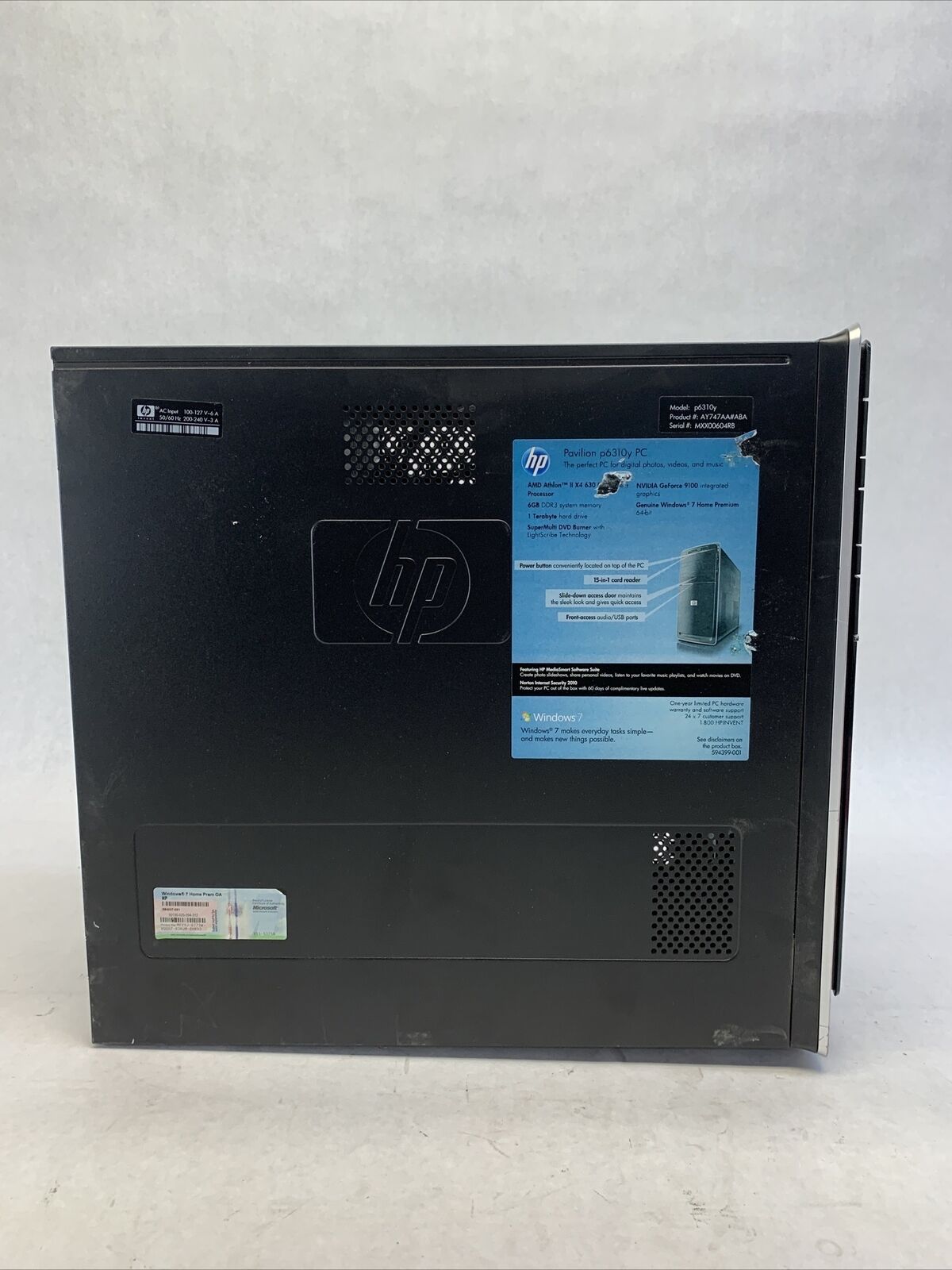 HP Pavilion P610y MT AMD Athlon 2 x4 630 2.8GHz 4GB RAM No HDD No OS