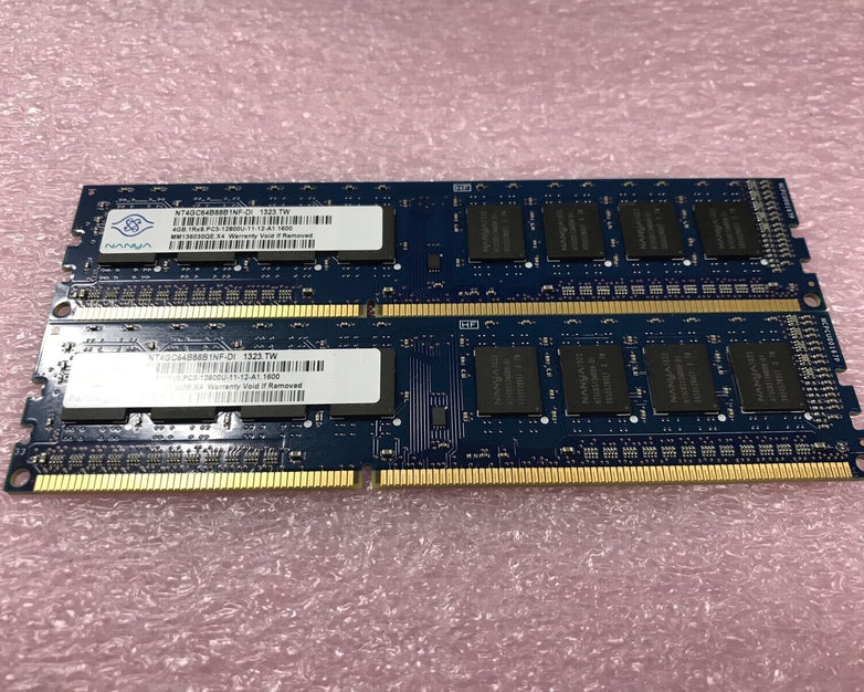 Nanya 8GB Kit 2x4GB 1Rx8 PC3-12800U-11-12-A1 Ram NT4GC64B88B1NF-D1