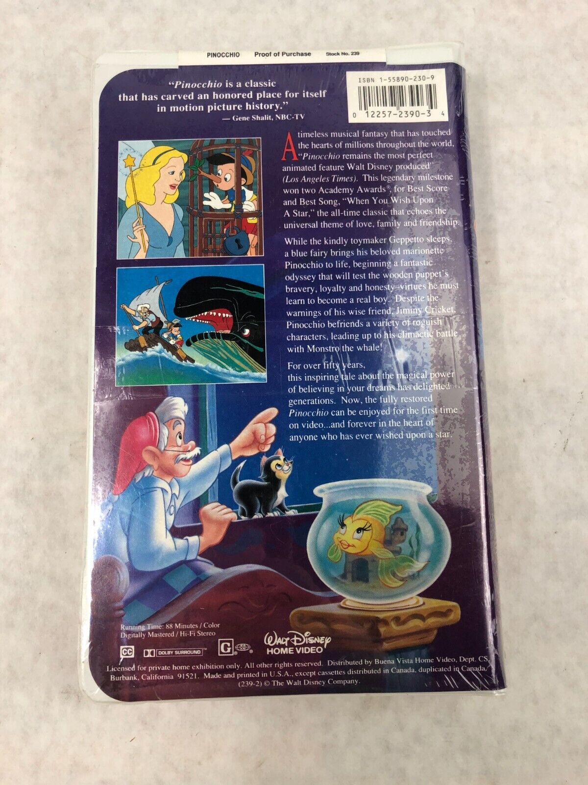 Walt Disney Pinocchio VHS Masterpiece #239 Sealed New