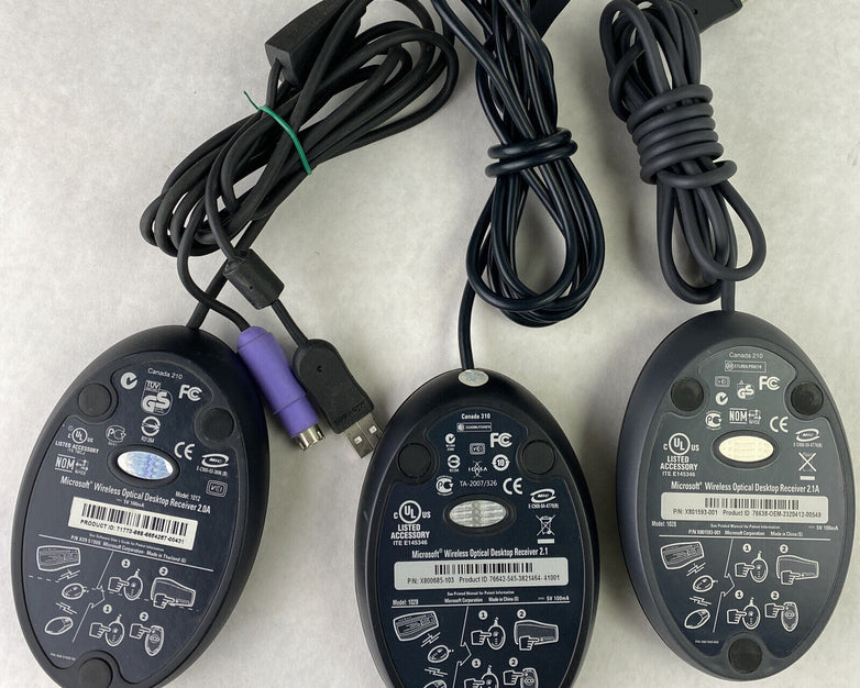 Set( 3 ) Microsoft 1012 1028 USB Wireless Optical Mouse Receiver 2.0A 2.1 2.1A