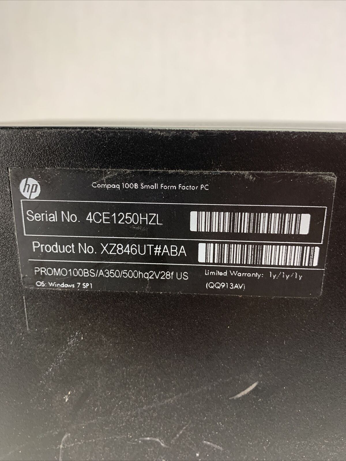 Compaq 100B SFF AMD E-350 1.6GHz 8GB RAM No HDD No OS
