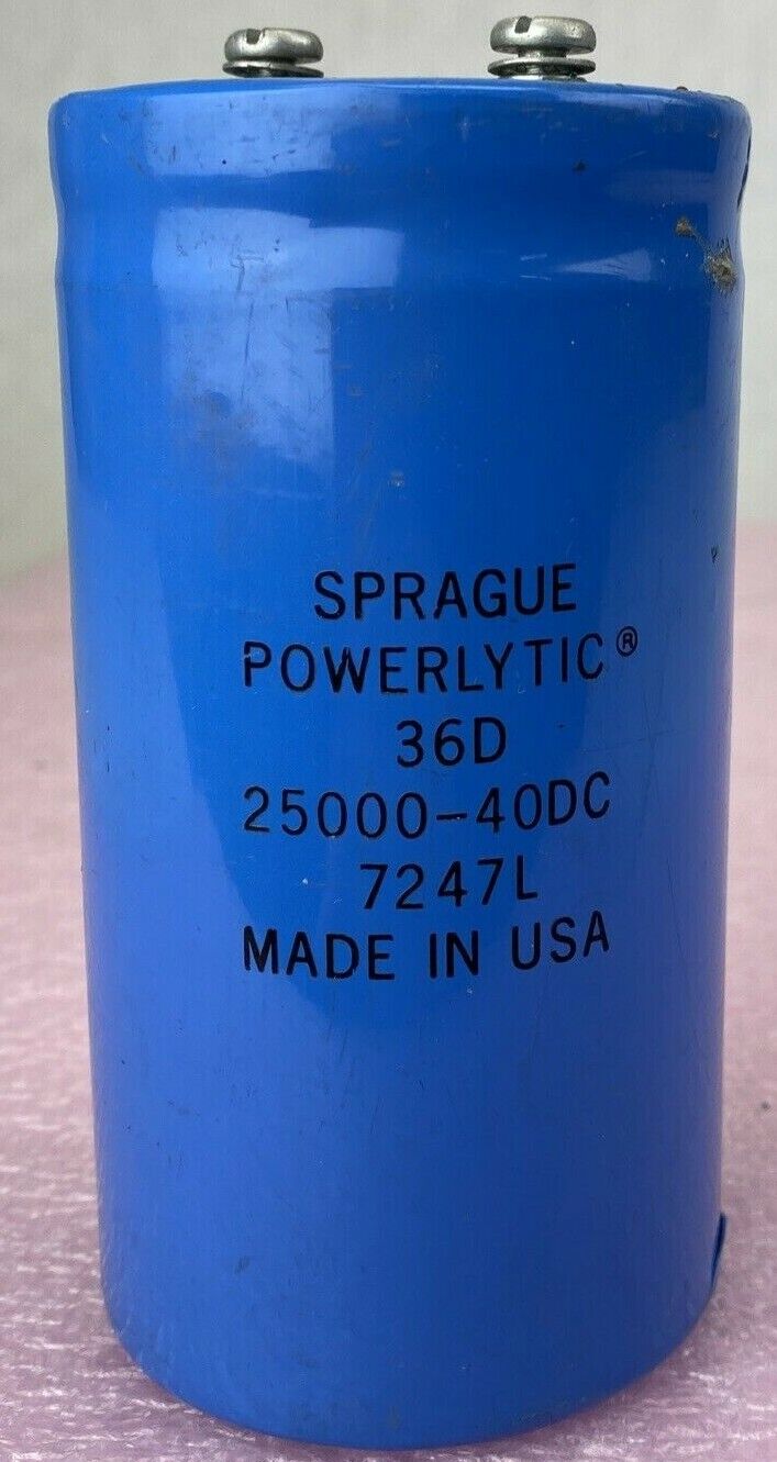 Sprague 7247L 25000MFD 40VDC Aluminum Electrolytic capacitor