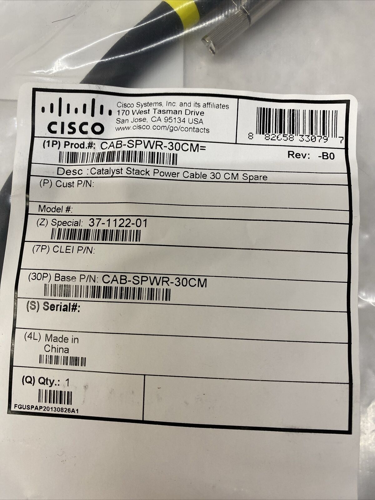Cisco CAB-SPWR-30CM 37-1122-01 3850 Stack Power Cable NEW SEALED