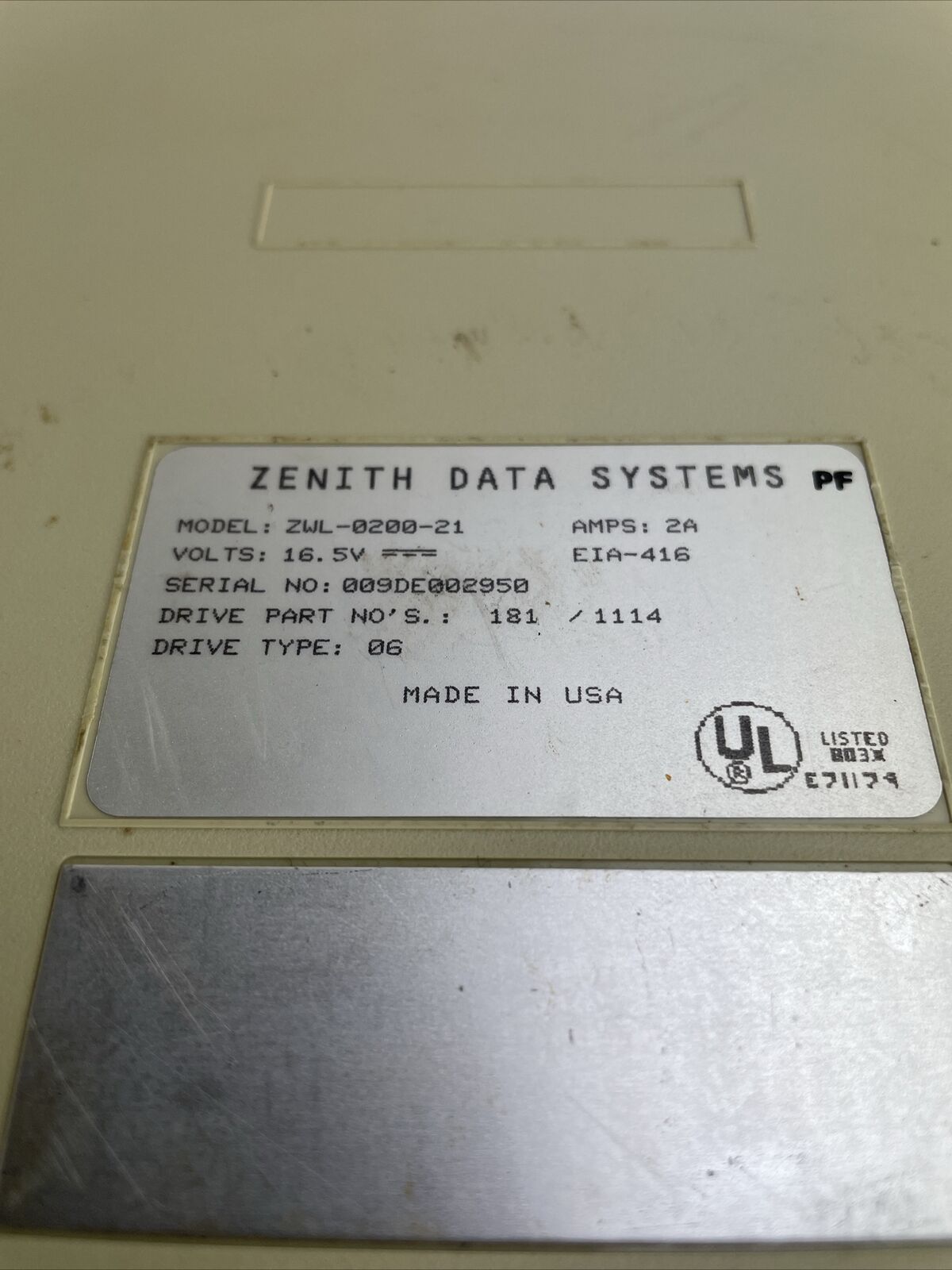 Zenith Super Port 2860 Intel 80286 12MHz ZWL-8200-21