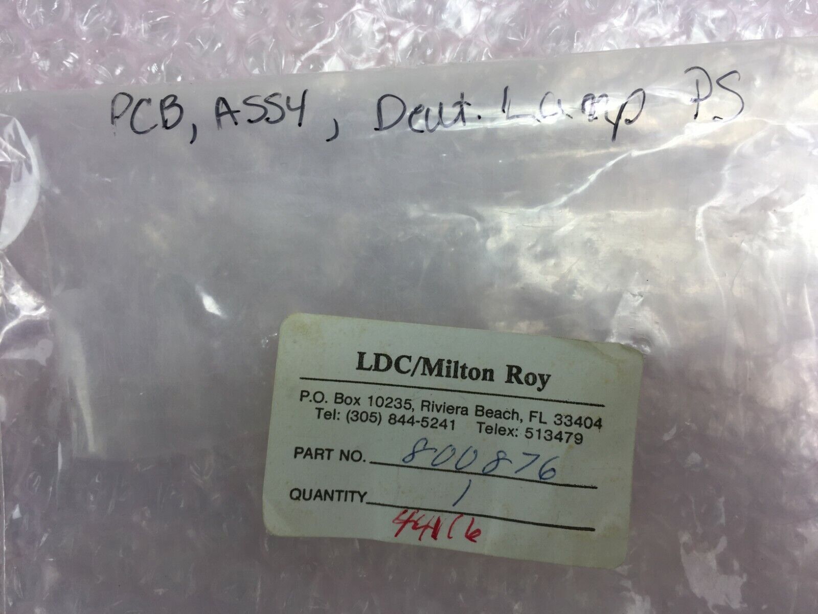LDC / Milton Roy Part# 800876 PCB Assy Deut Lamp PS