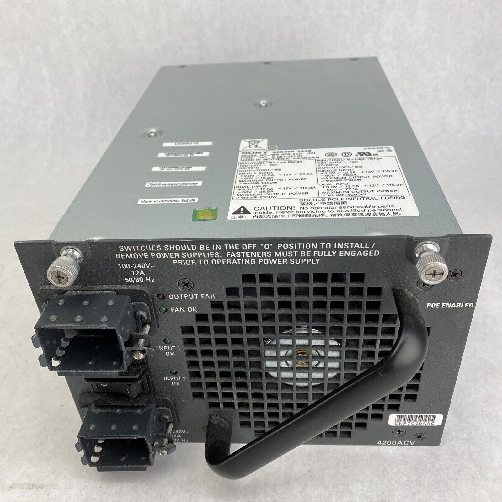 Sony 8-681-341-51 APS-200 4200W Power Supply 341-0038-03 UNTESTED