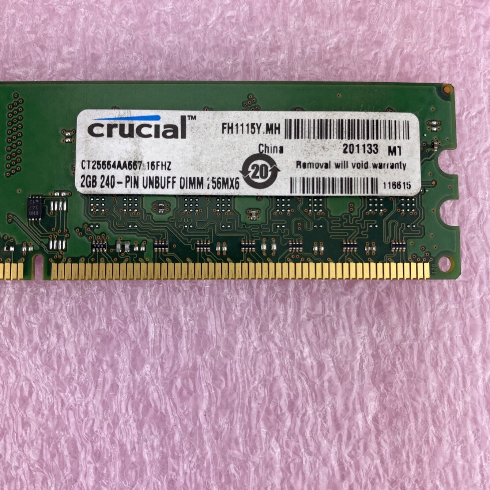 2GB Micron MT16HTF25664AZ-667H1 PC2-5300 667MHz DDR2 DIMM 256Mx6 RAM memory