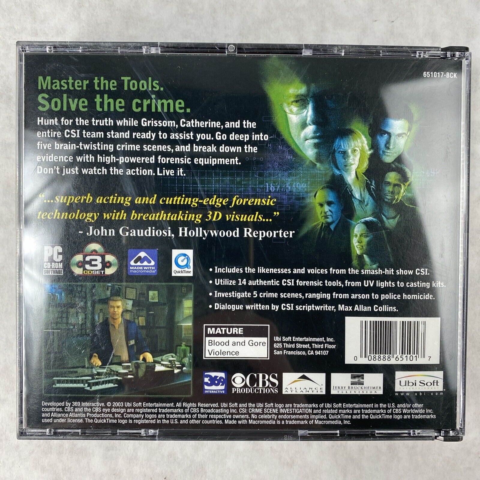 CSI Crime Scene Investigation 2003 PC Video Game by UbiSoft Rated M