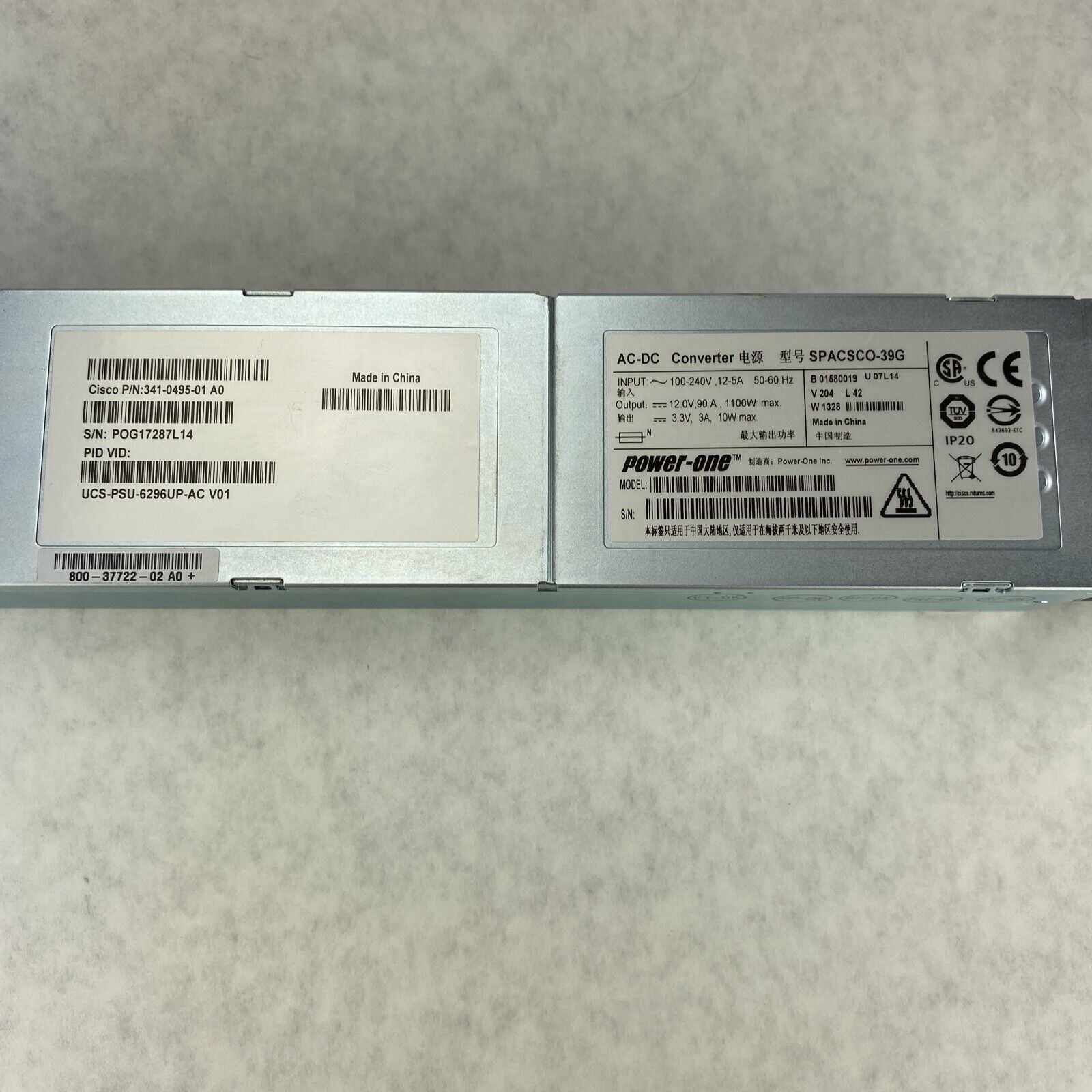 Cisco UCS-PSU-6296UP-AC 1100W Power Supply 341-0495-01