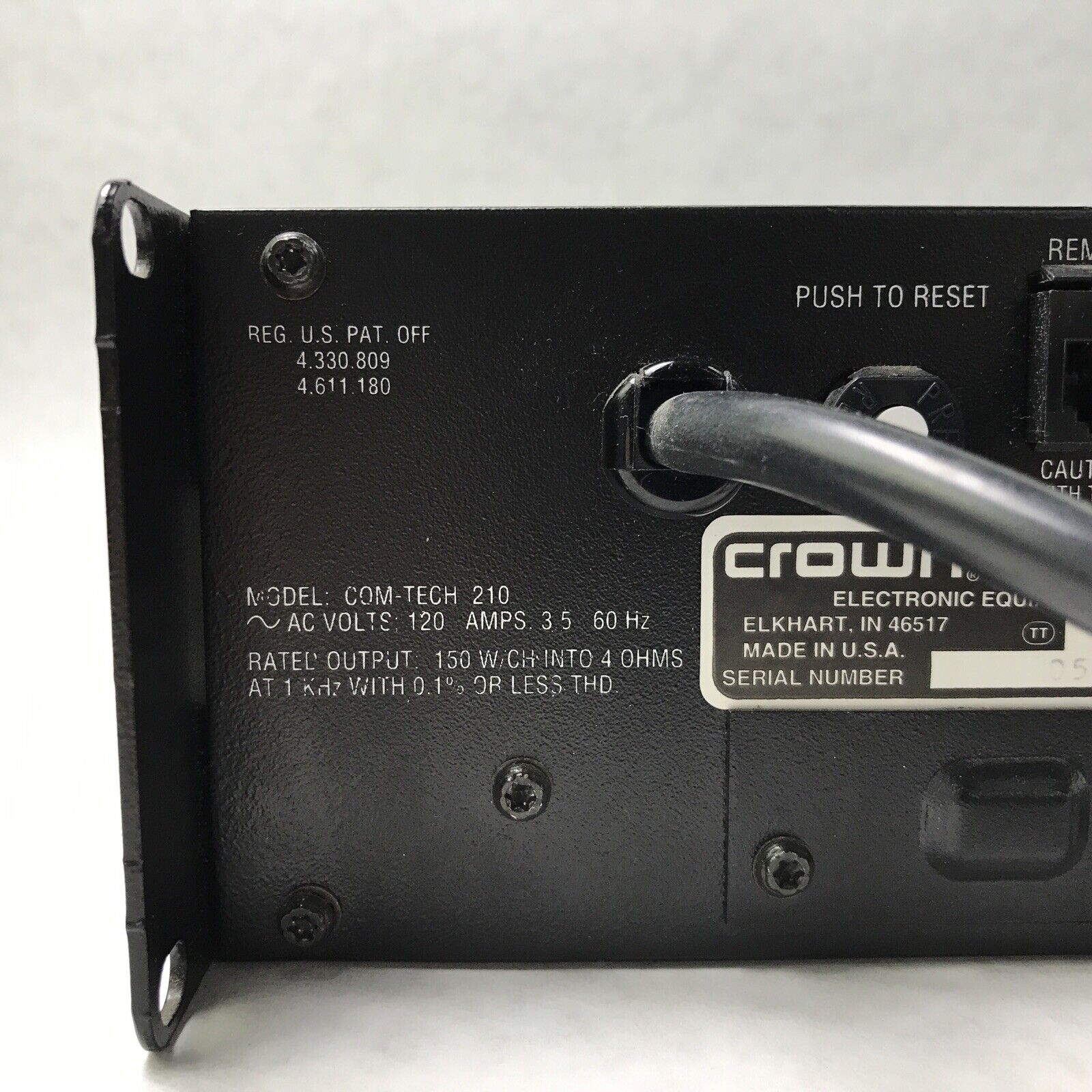 Crown Com-Tech 210 2 Chanel Power Amp W/ Rack Mount (Tested and Working)