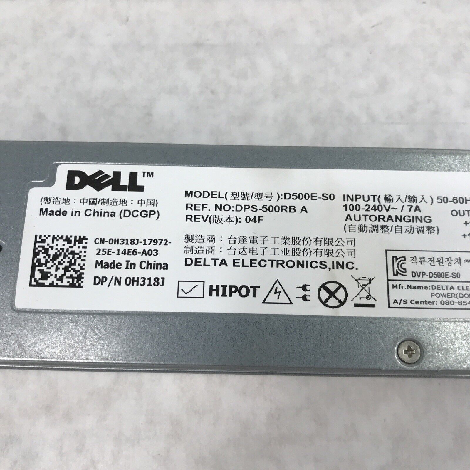 Lot 2 Dell H318J DPS-500RB 500 Watt PE Hot Swap Server Switching Power Supply