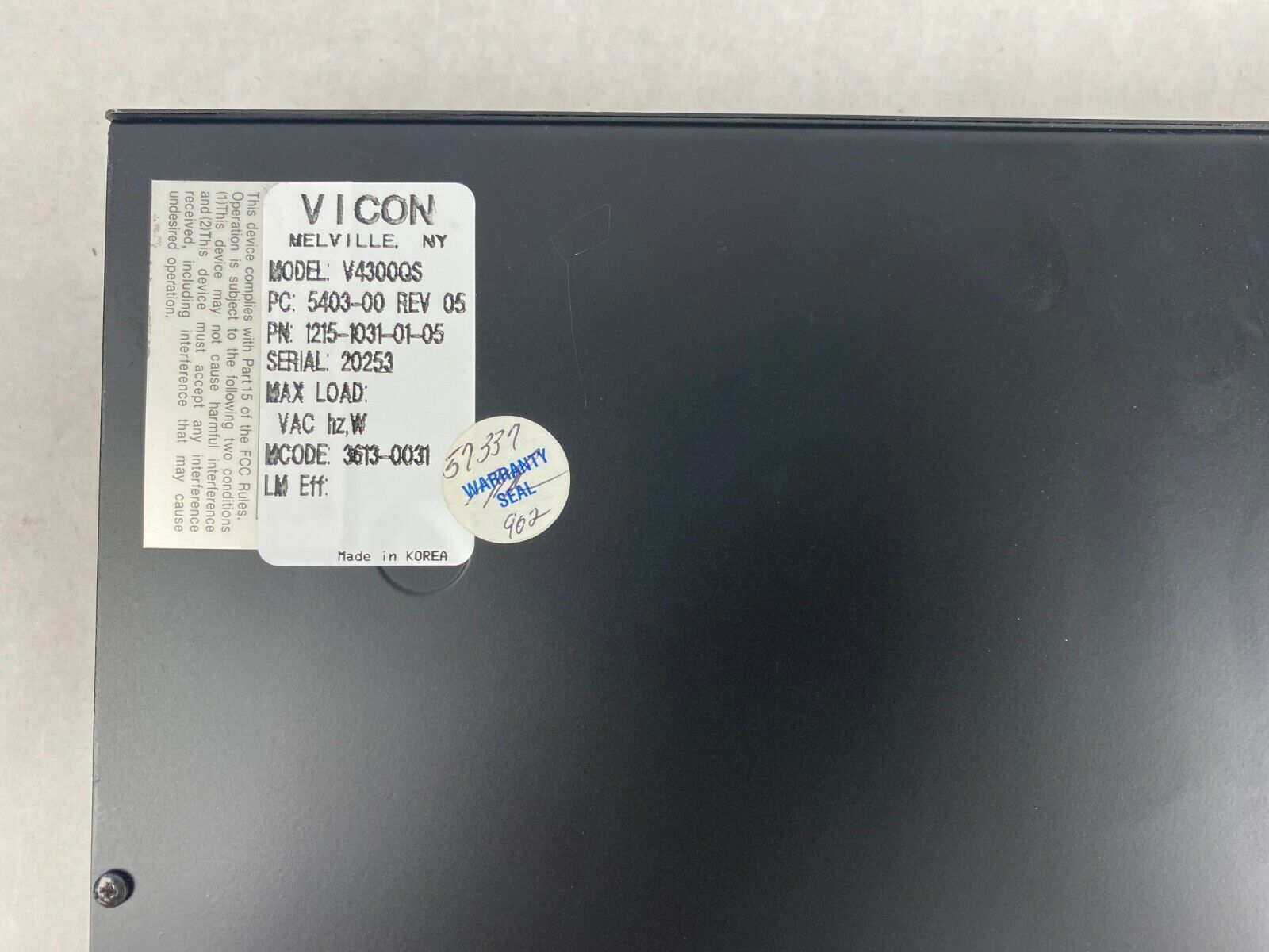 Vicon Model V4300QS Digital Color Quad Splitter