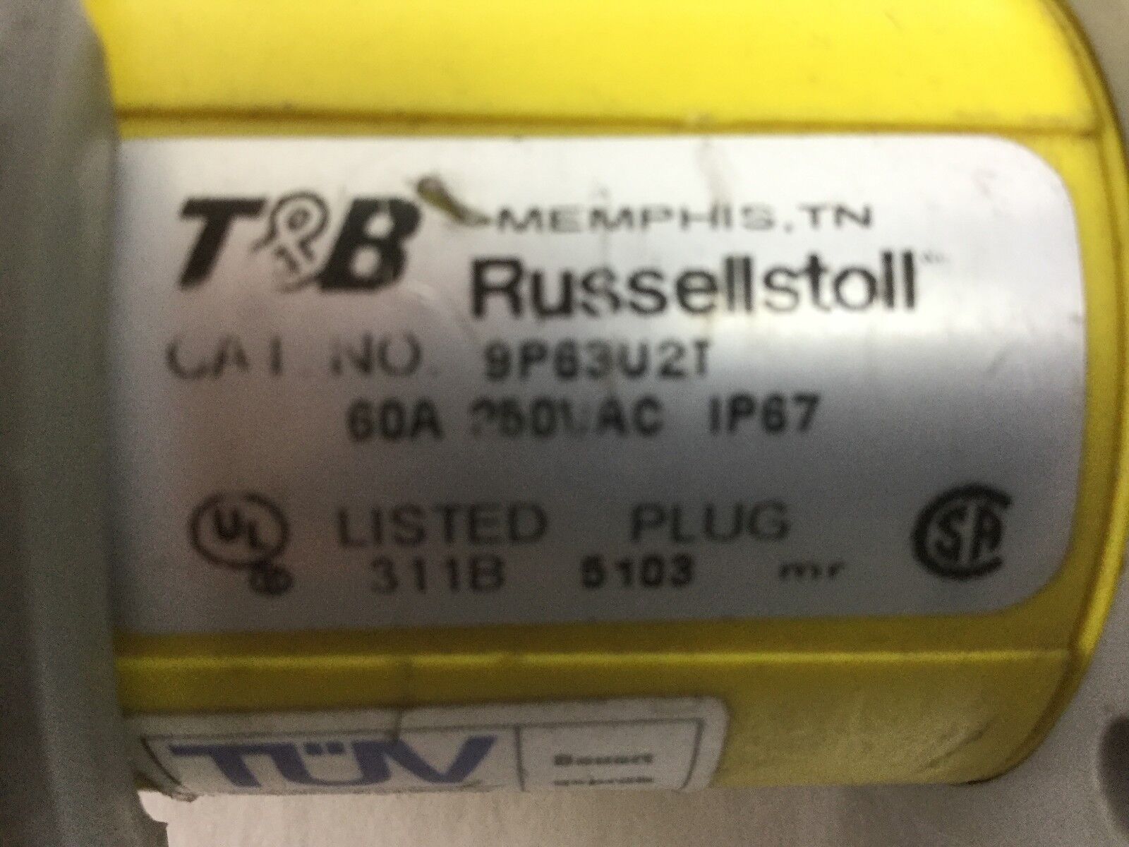 T&B Russellstoll, 9P63U2T (60A 250VAC IP67), Cracked Flange Lock