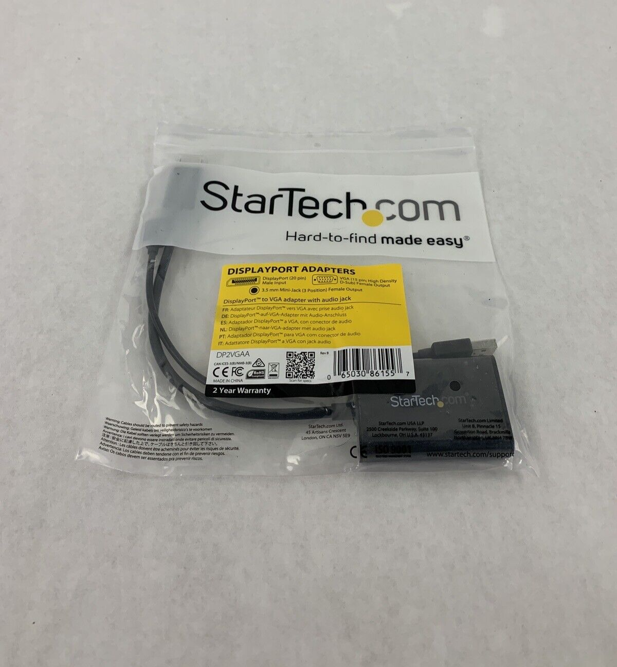 New OEM StarTech DP2VGAA DisplayPort to VGA Adapter with Audio DP Converter