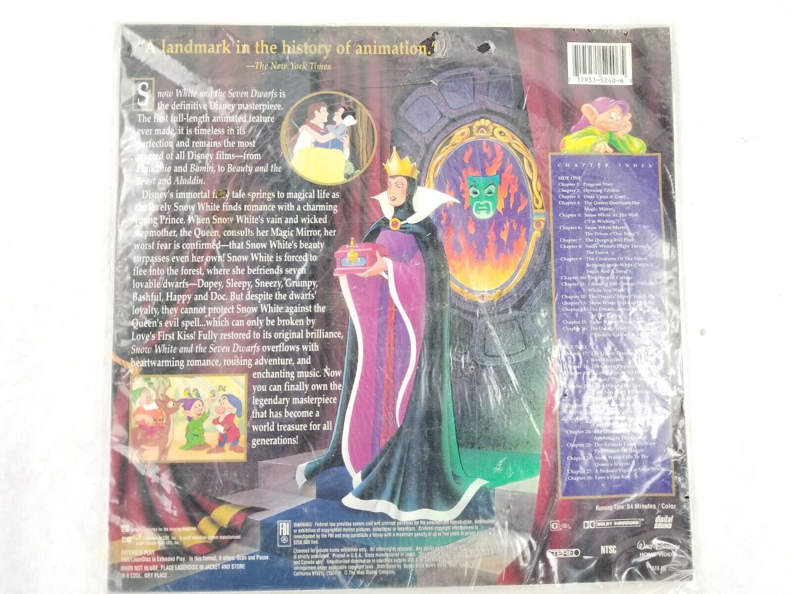 Snow White And The Seven Dwarfs Walt Disney’s Masterpiece LaserDisc