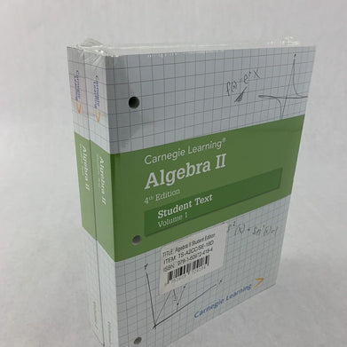 Carnegie Learning Algebra II 4th edition Volumes 1 & 2 TS-A2CC/SE-18D
