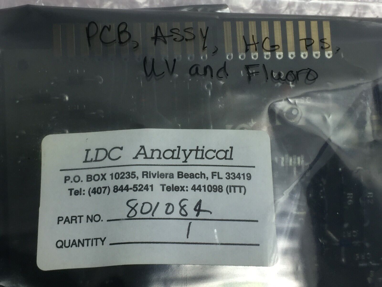 LDC Analytical  Part# 801084 PCB Assy HG PS UV and Fluoro