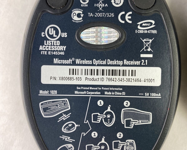 Set( 3 ) Microsoft 1012 1028 USB Wireless Optical Mouse Receiver 2.0A 2.1 2.1A