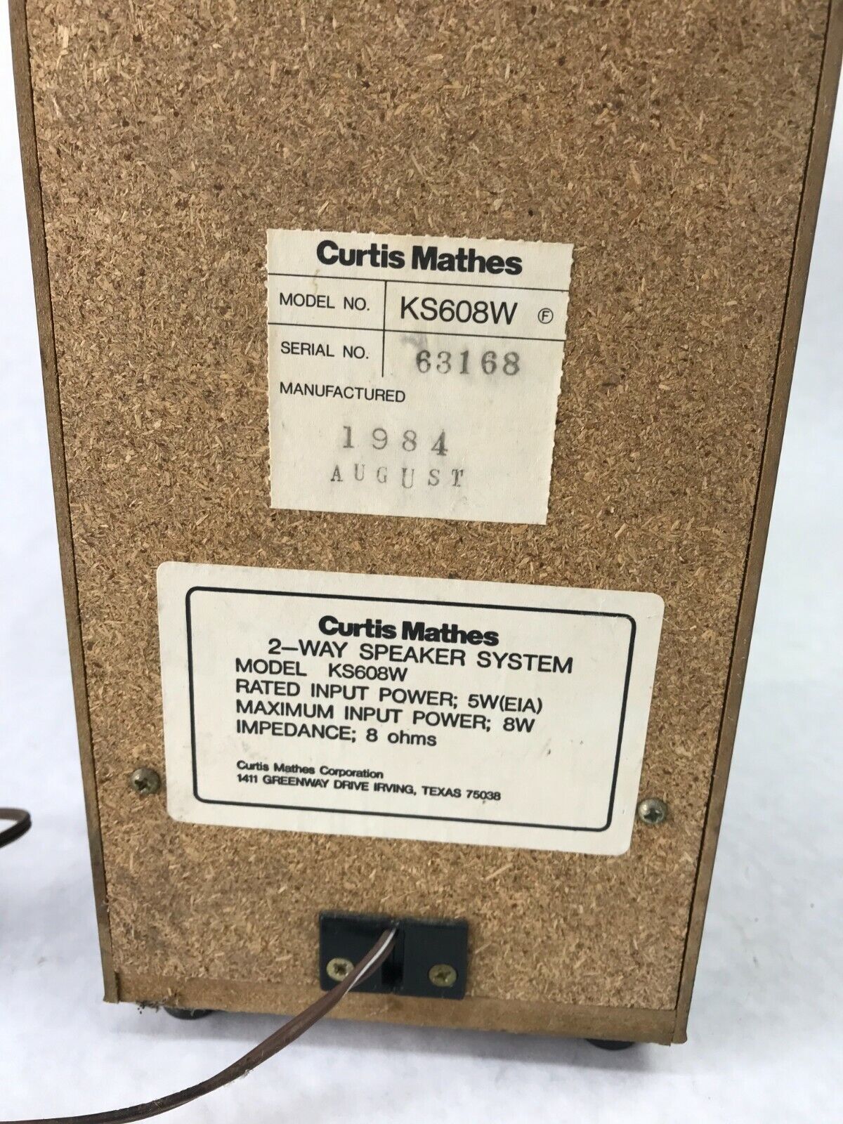 Curtis Mathes KS608W 2 Way Speaker - Tested