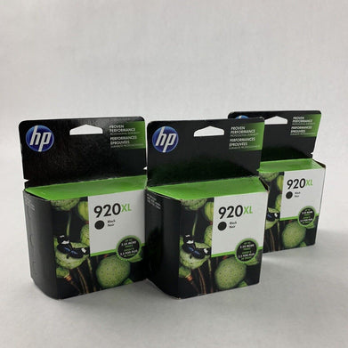 Lot of 3 OEM HP 920XL CD975AN Black Ink Cartridge EXP 9/17