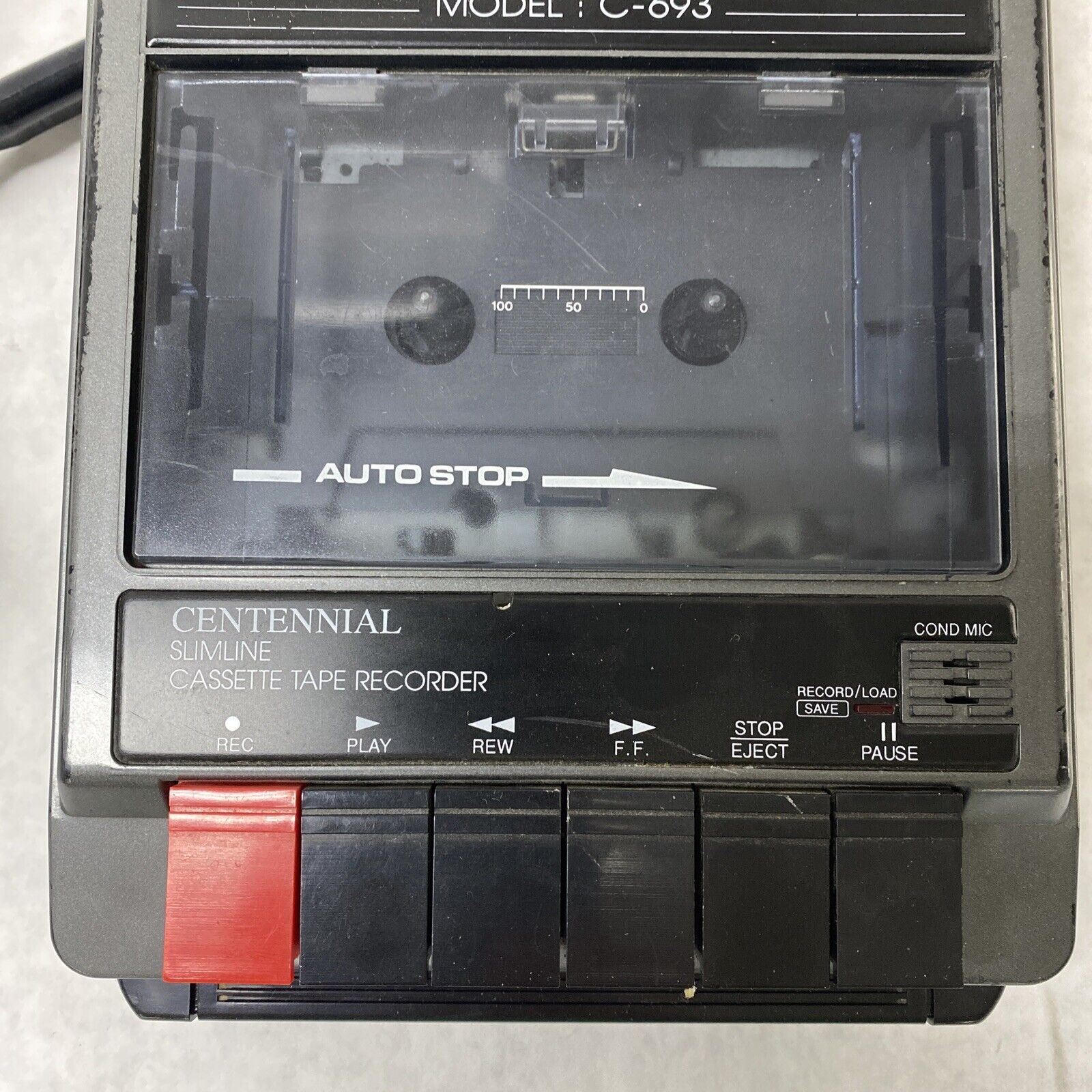 Centennial C-693 Slimline Cassette Tape Recorder NO FAST FORWARD