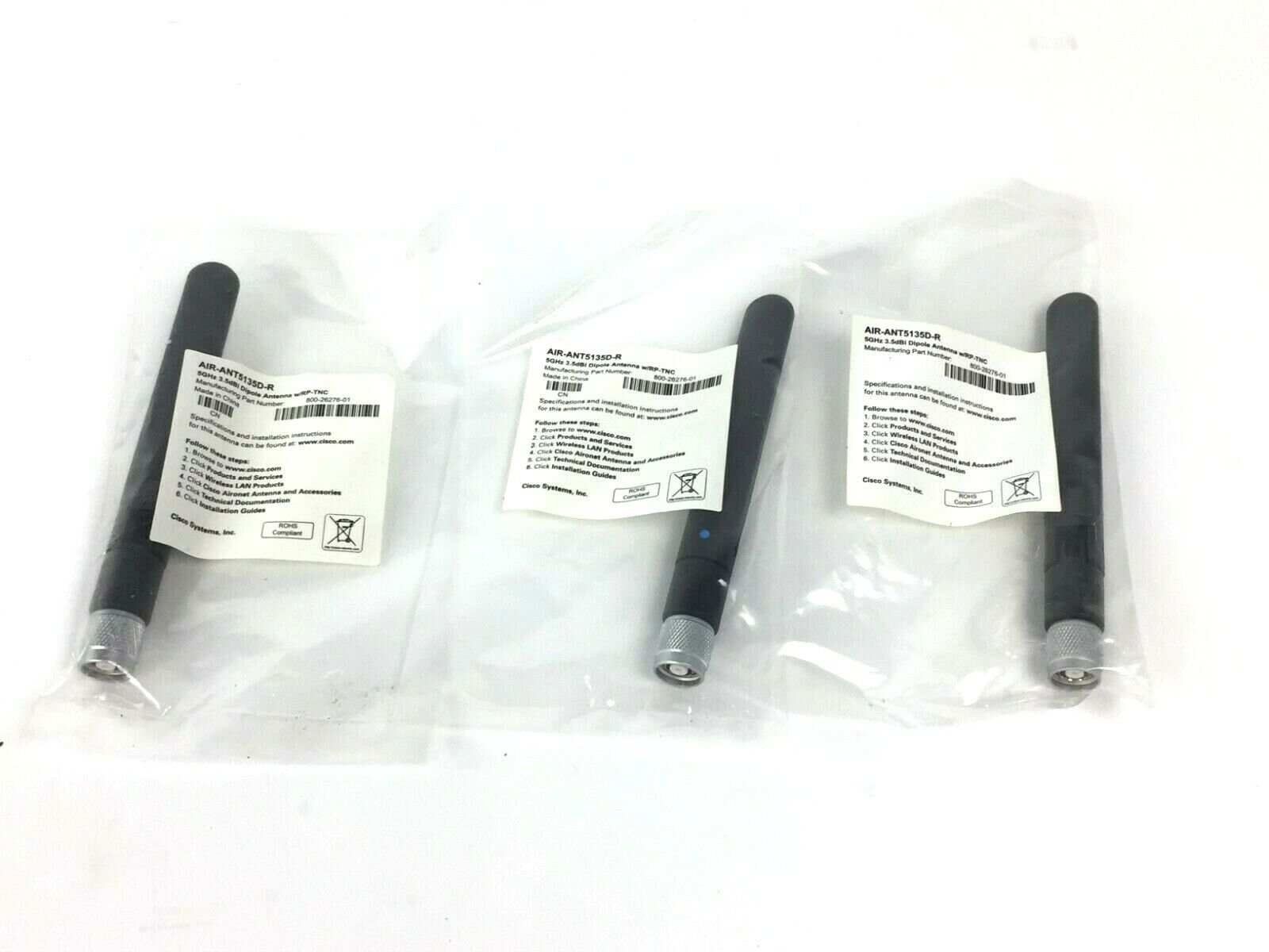 Cisco 800-26276-01/AIR-ANT5135D-R 5GHz 3.5DBi Dipole Antenna Lot of (3)