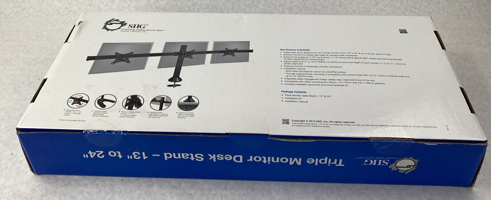 SIIG Triple Monitor Desk Stand for 13" to 24" Displays ACN1352X CE-MT1812-S1