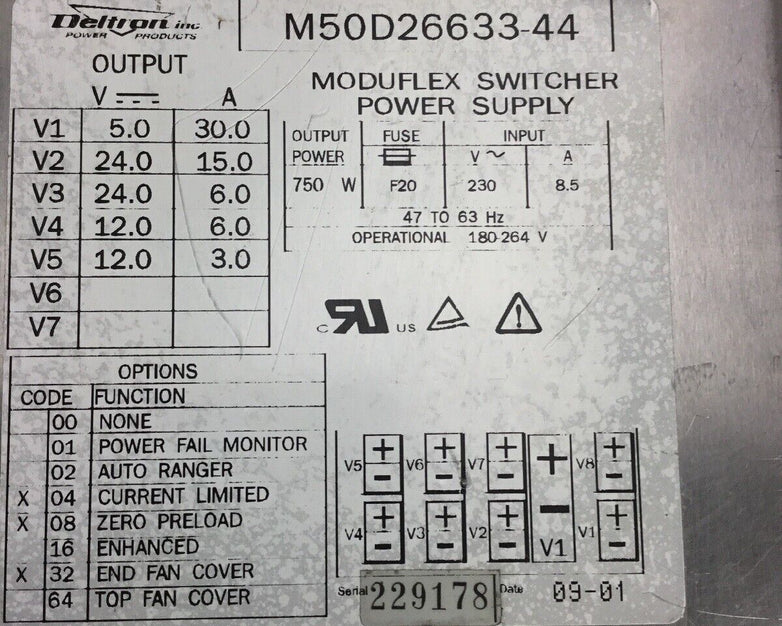 Deltron Inc. Power Products M50D26633-44 Modulflex Switcher Power Supply 750 W