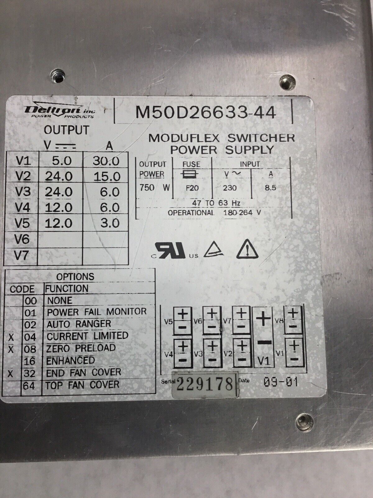 Deltron Inc. Power Products M50D26633-44 Modulflex Switcher Power Supply 750 W