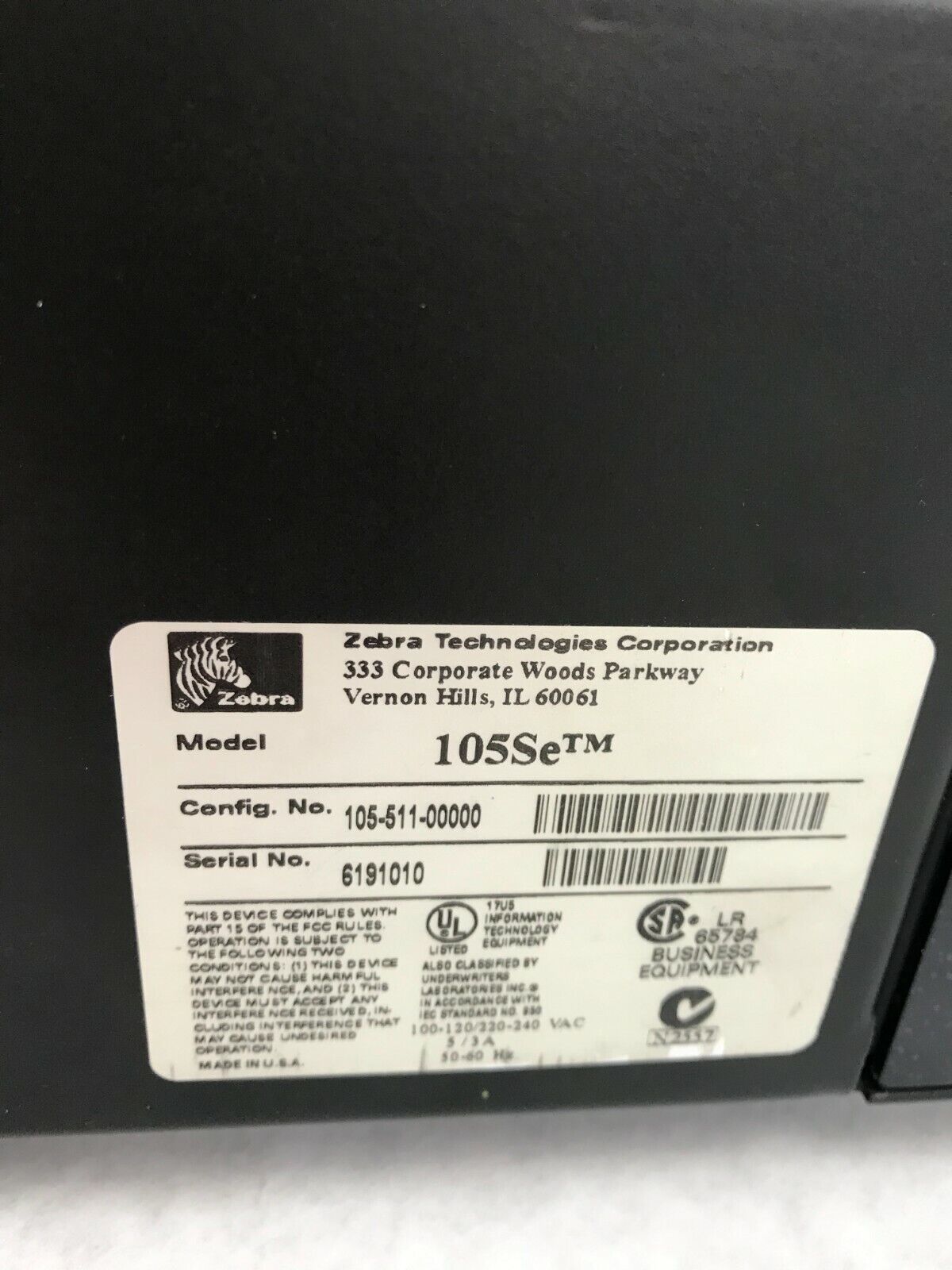Zebra 105SE 105-511-00000 Thermal Transfer Label Printer - Fading Printhead