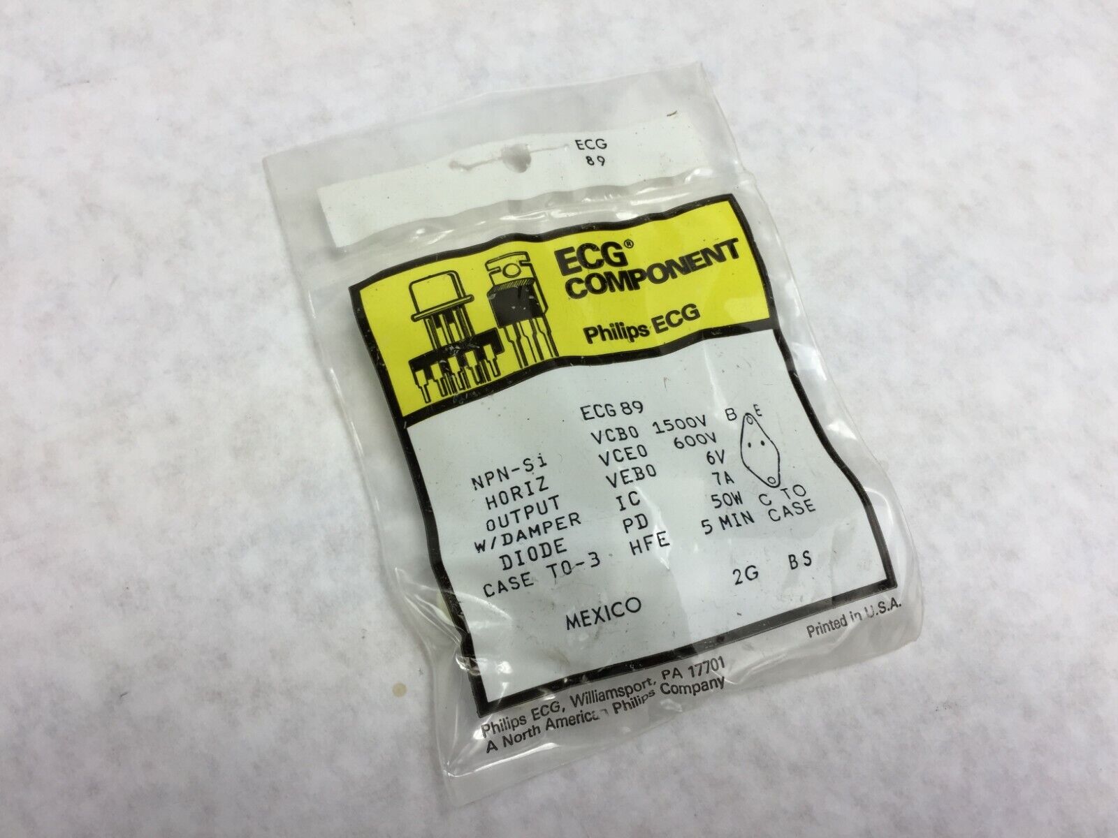 ECG 89 Integrated Circuit NPN-Si Case TO-3 w/Damper Diode
