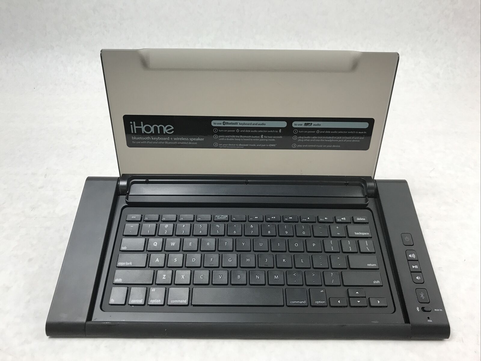 iHome HiDM5B Bluetooth Keyboard and Wireless Speaker System Black