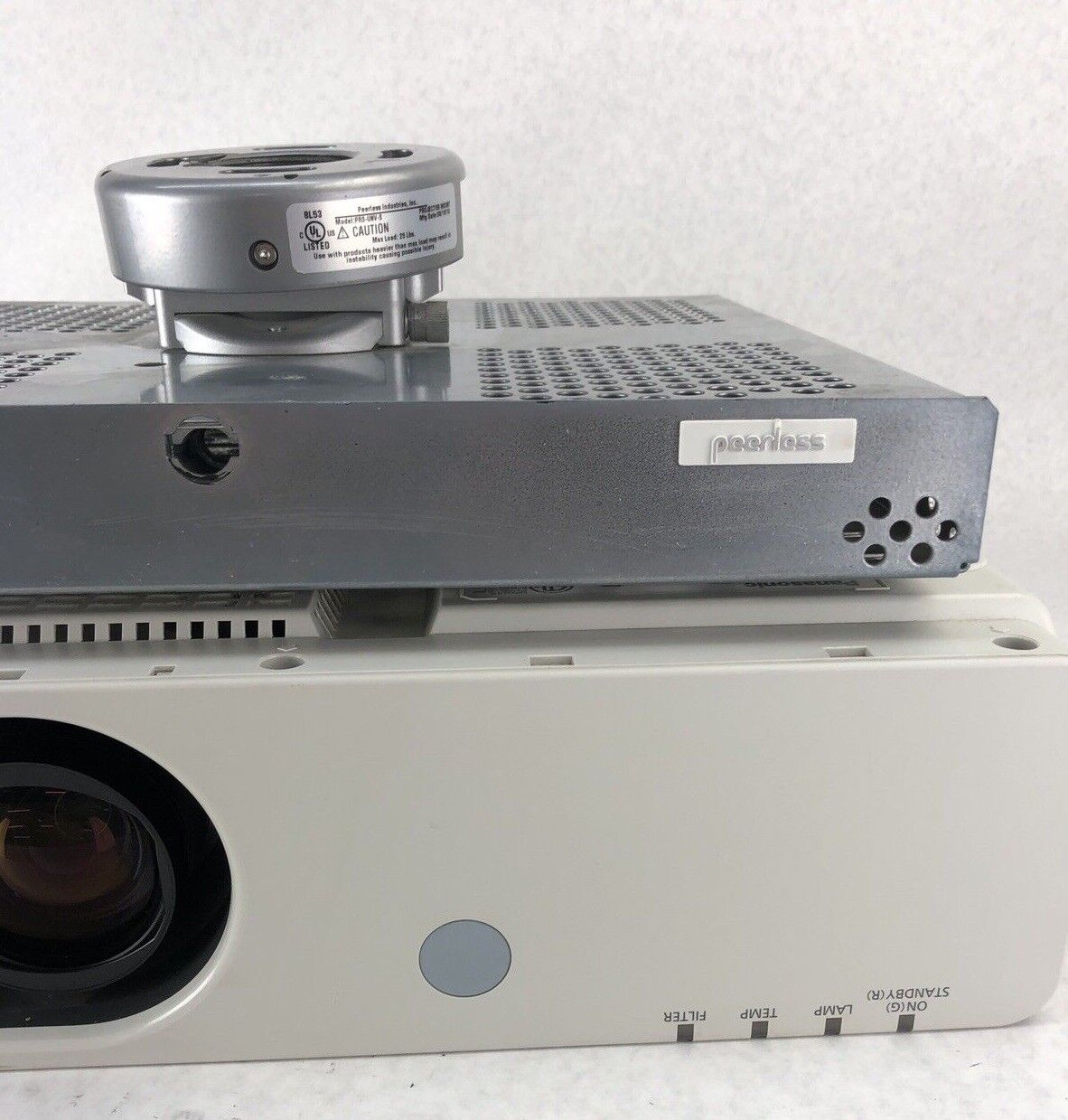 Panasonic PT-FW430U WXGA LCD Projector 1898 Lamp Hours & Peerless Mount Bundle