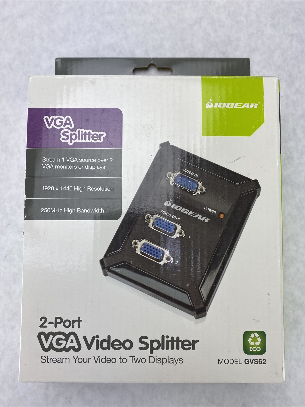 IOGEAR GVS62 2-Port VGA Video Splitter for Analog Displays NEW