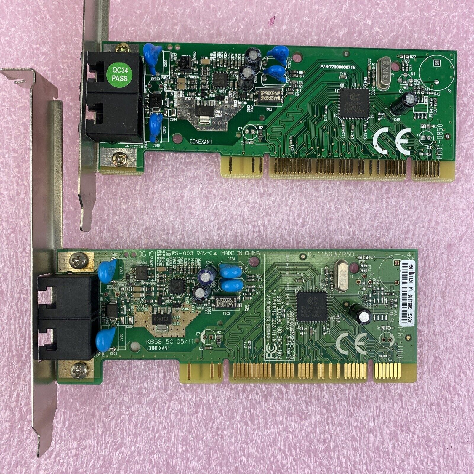 Anatel Conexant 56k Data Fax Modem RD01-D850 Full Height PCI Card Lot of 2