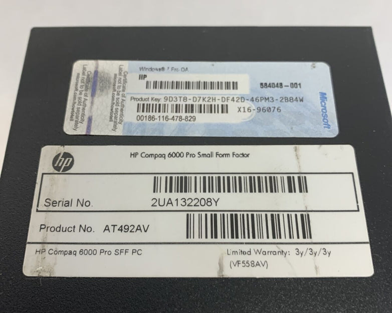 HP Compaq 6000 Pro SFF Intel Pentium Dual-Core E6700 3.2GHz 4GB RAM No HDD No OS