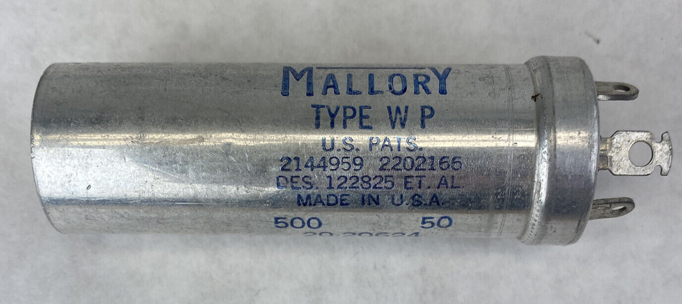 Mallory 235547 Type WP  500MFD 50VDC 20-20624 capacitor new old stock