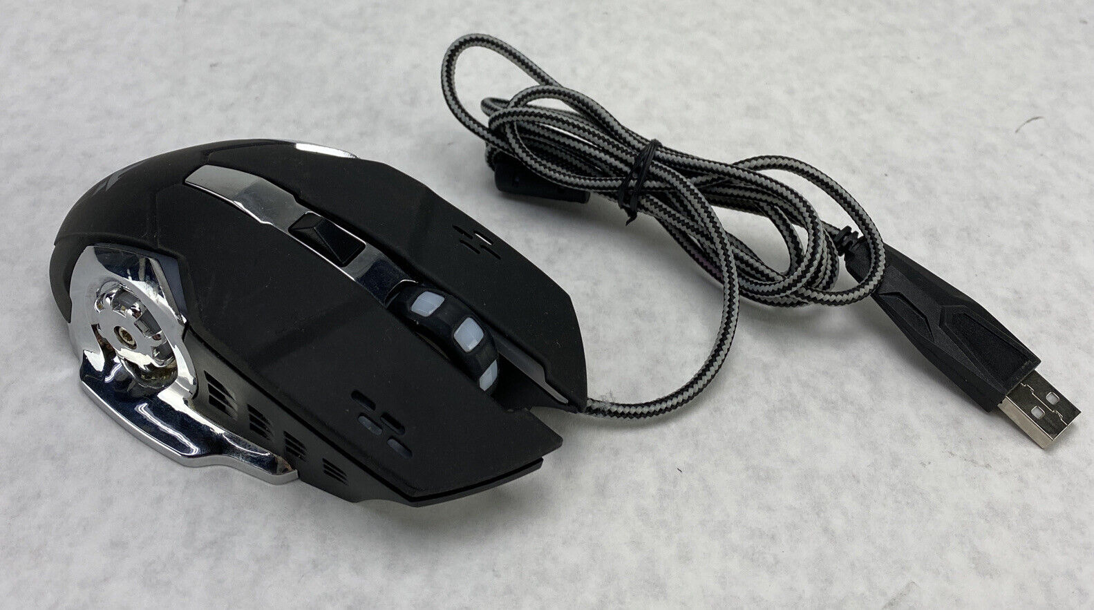 Lenrue G3 E-Sports Gaming Mouse Black w/ Faux Chrome Gears Motif TESTED