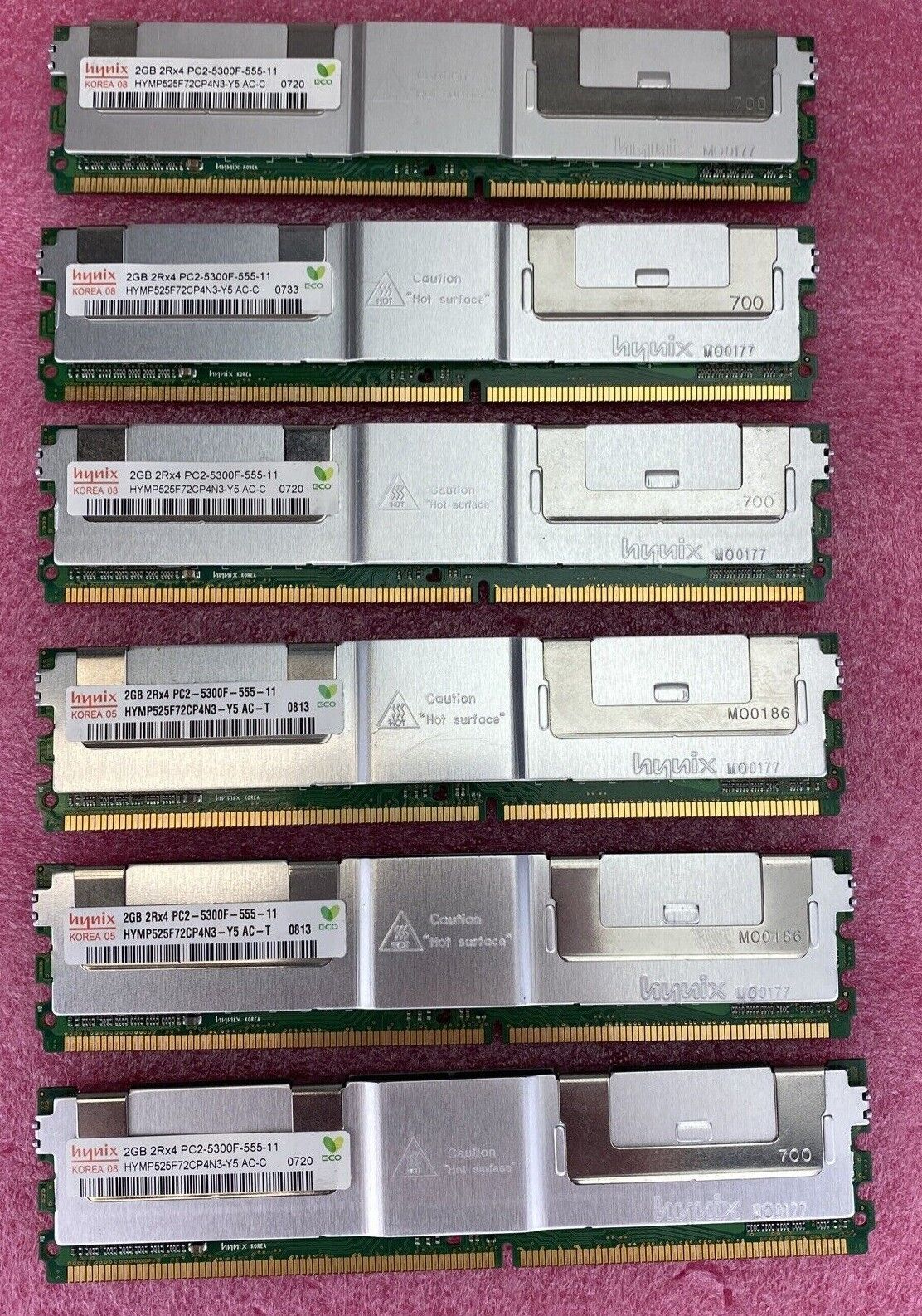 6x 2GB Hynix HYMP525F72CP4N3-Y5 PC2-5300F-555-11 2RX4 ECC REG DIMM RAM