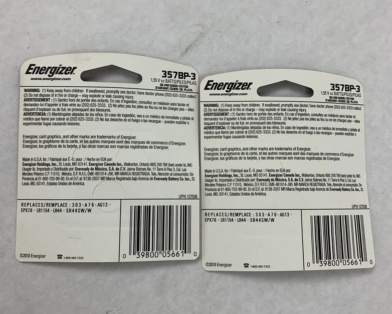 Lot of 2 Energizer 357BP-3 pack of 3 357