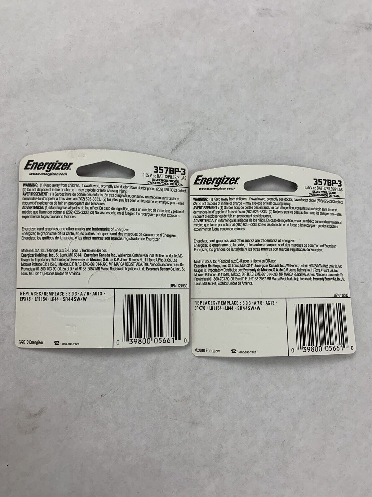 Lot of 2 Energizer 357BP-3 pack of 3 357