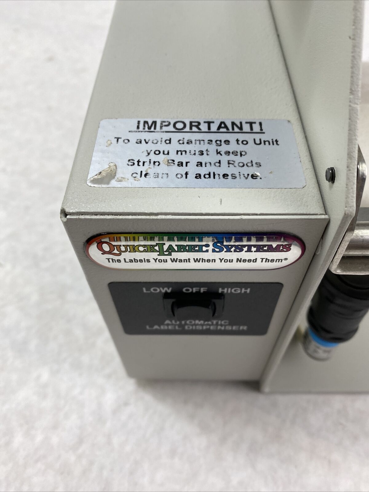 Quick Label Systems 27100-000 Heavy Duty QuickDispense Auto Dispenser UNTESTED