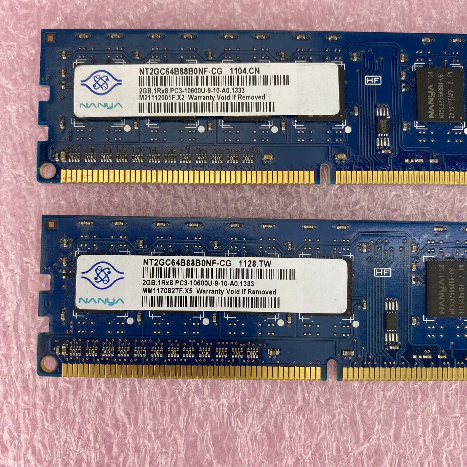 2x 2GB Nanya NT2GC64B88B0NF-CG PC3-10600 1Rx8 1333MHz SDRAM memory