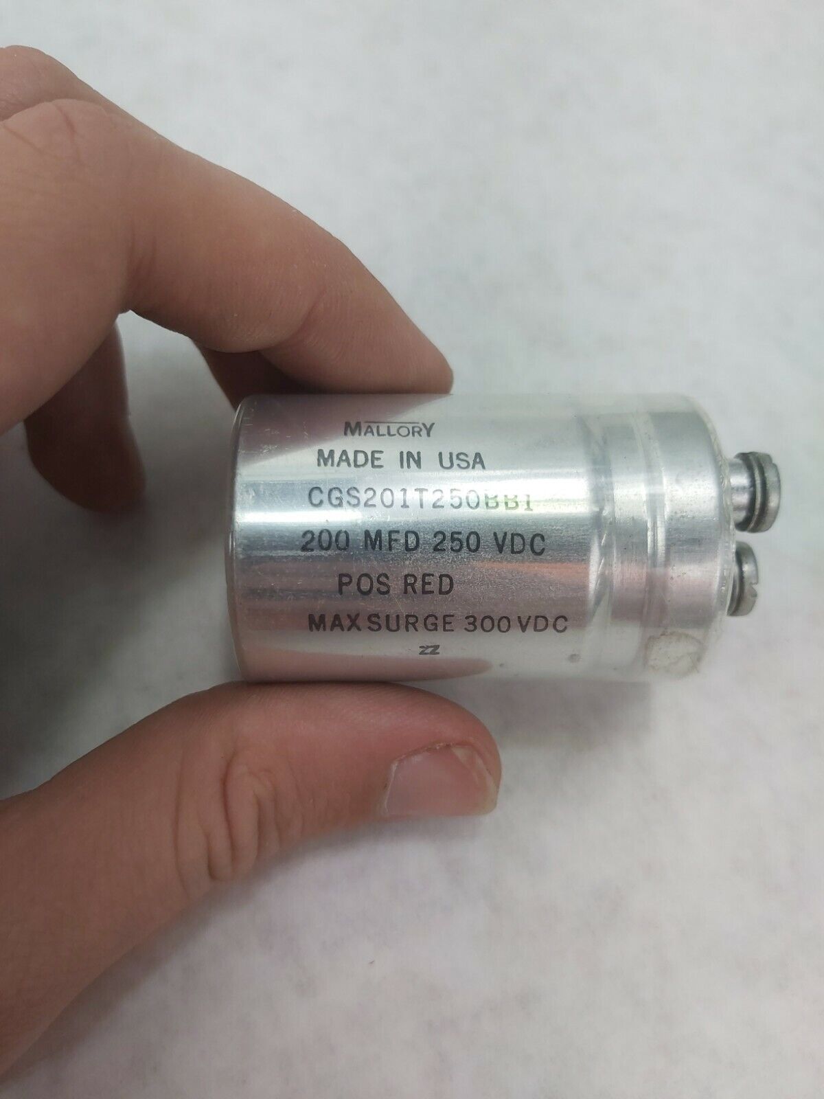 Mallory CGS201T250BB1 200MFD 250VDC POS RED 300VDC MAX Capacitor