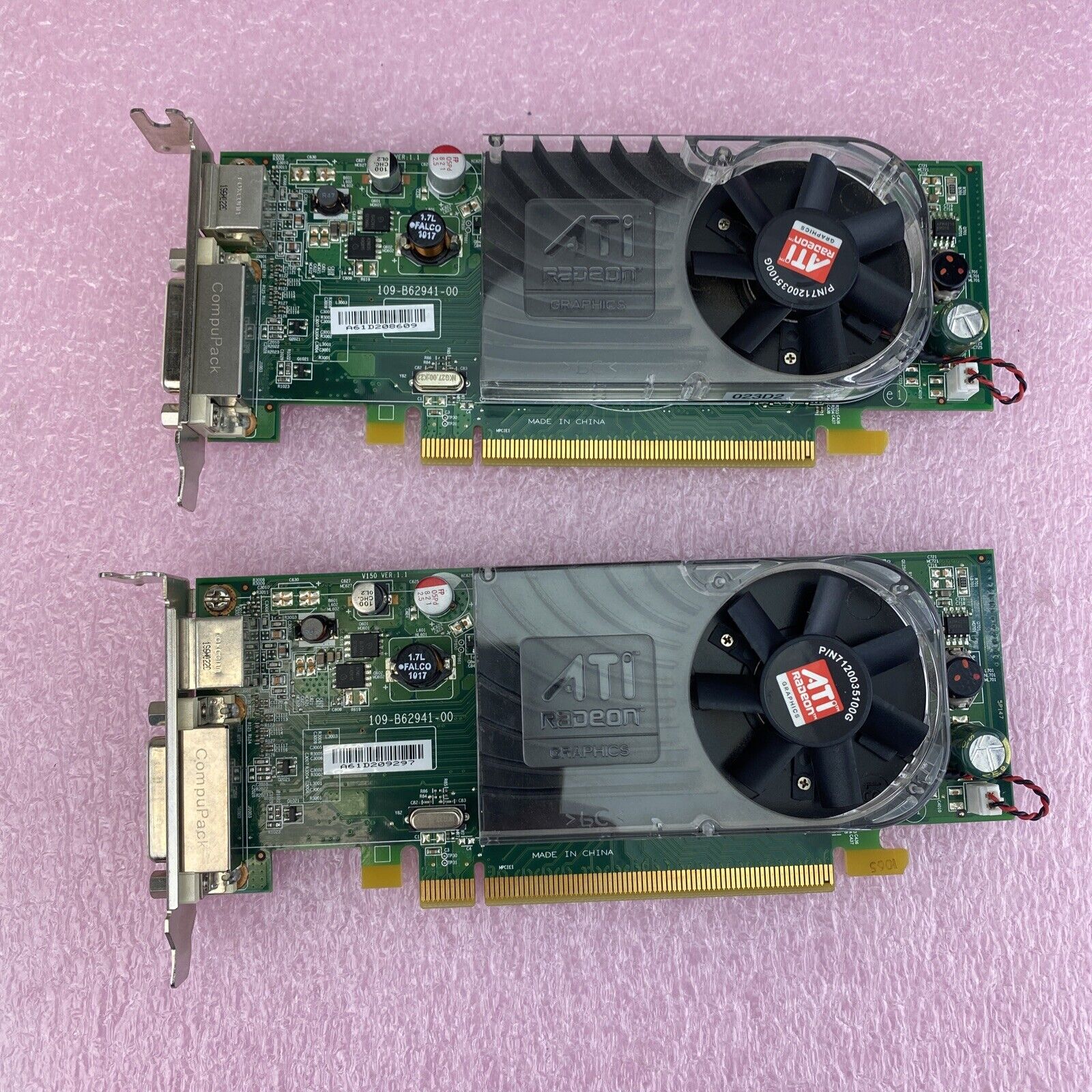 Lot of 2 ATI 0Y104D Radeon HD 3450 256MB DDR2 PCIe DMS-59 S-Video Low Profile