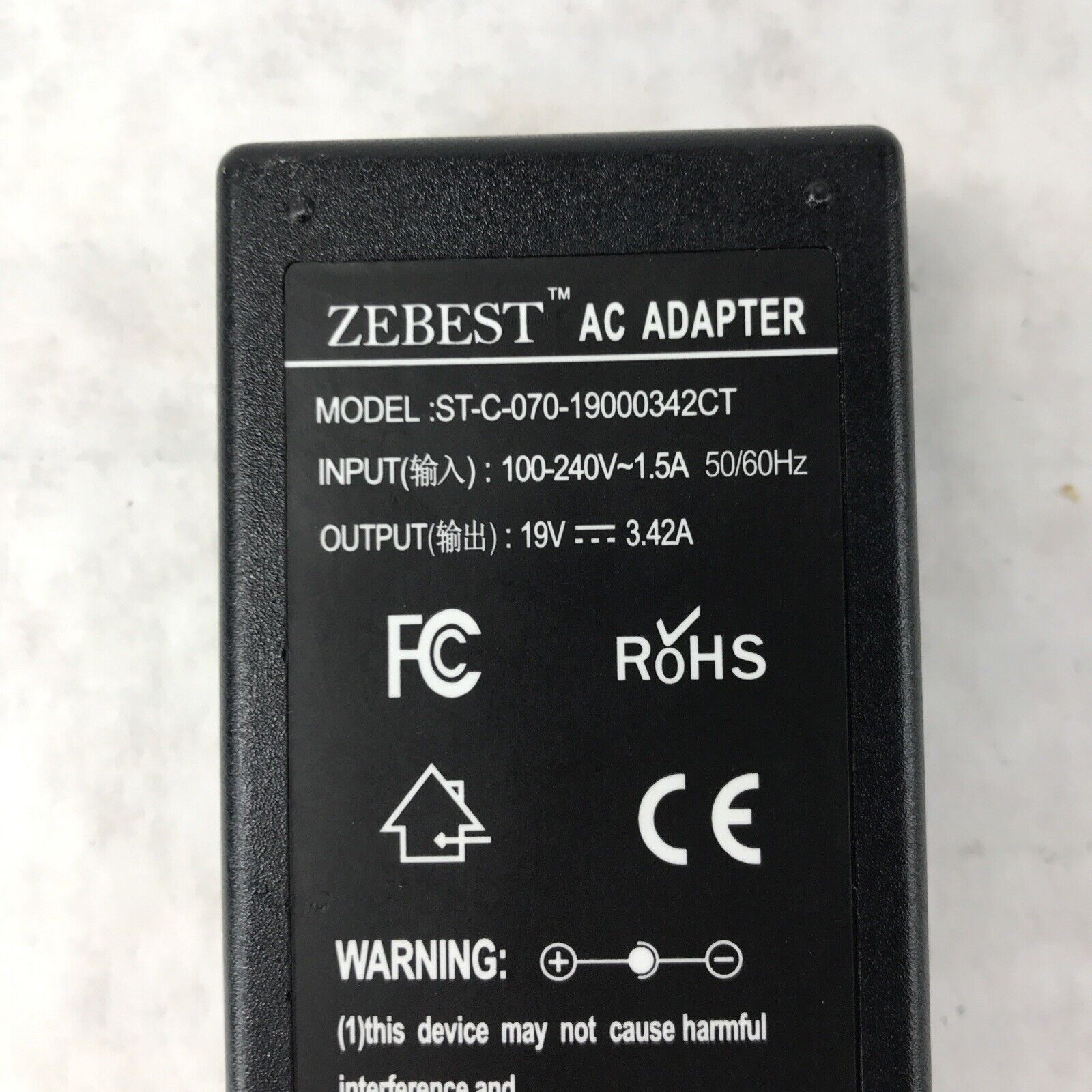 Zebest 65W AC Adapter for Acer ST-C-070-19000342CT Laptop Charger