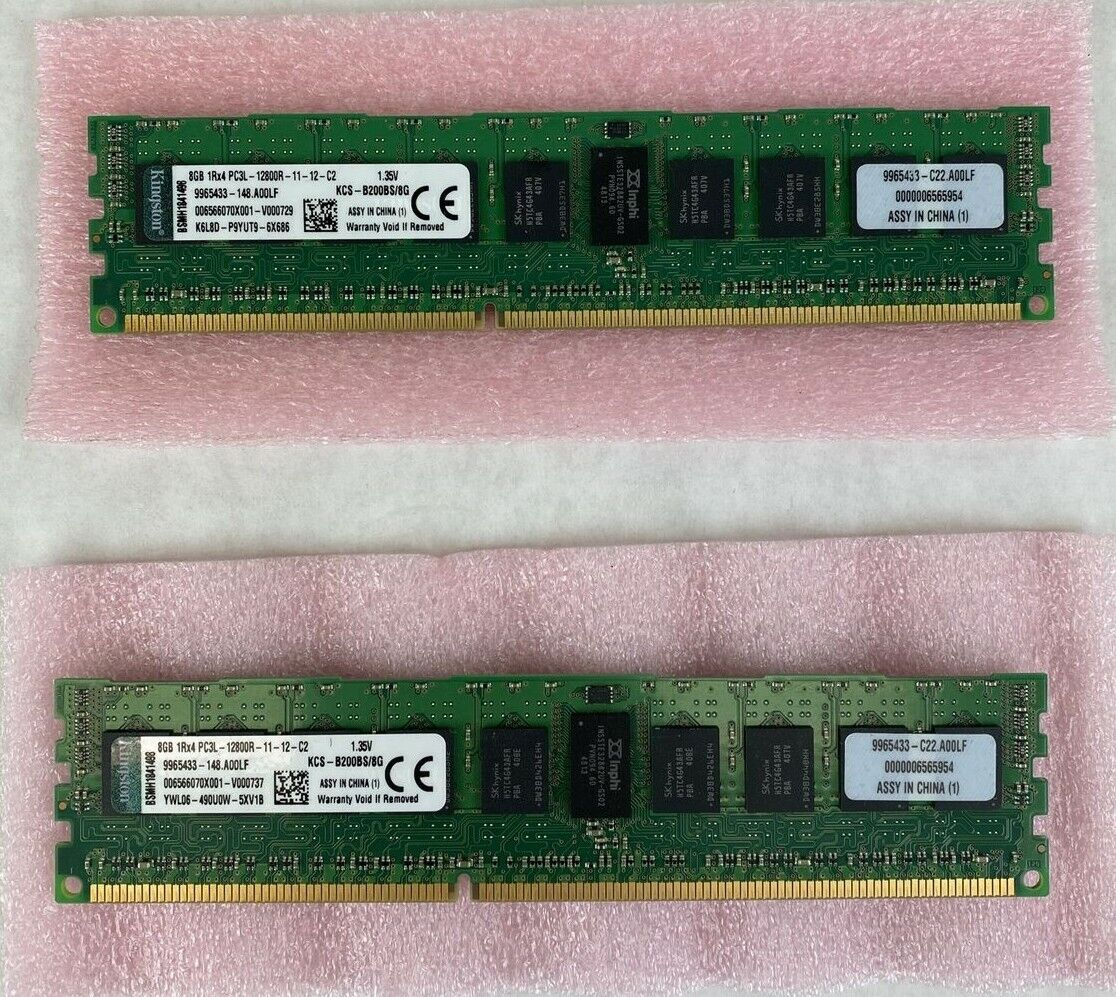 Kingston 8GB 1RX4 PC3L-12800R KCS-B200BS/8G BSMH1841498 Server Memory Lot of 2