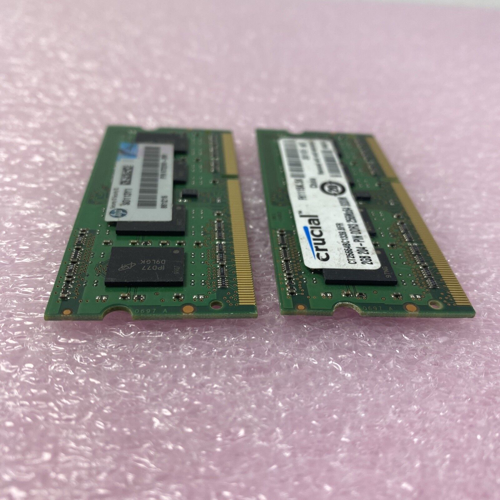 Lot( 2 ) 2GB Micron MT8JSF25664HZ-1G4D1 PC3-10600S 1333MHz DDR3 Laptop Memory