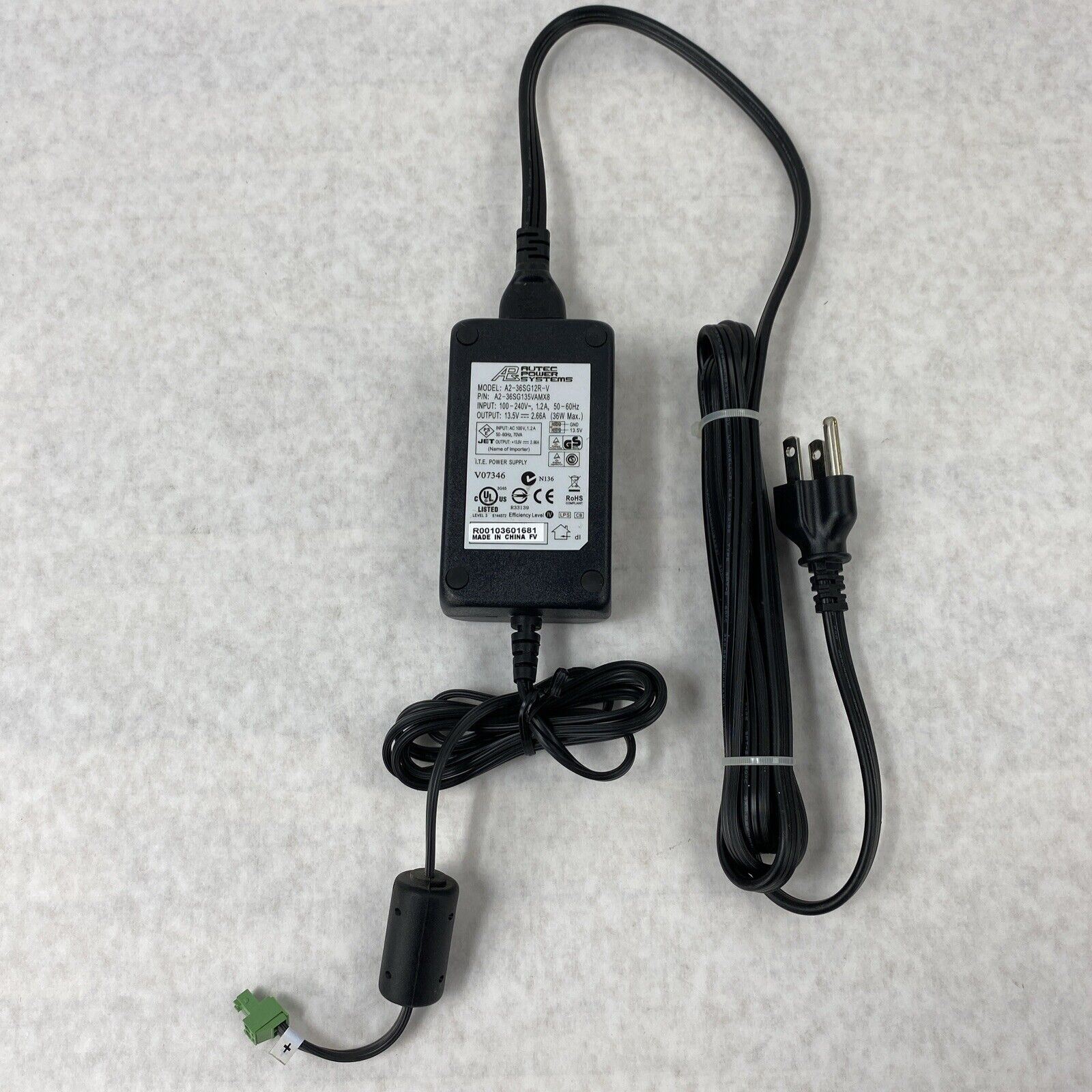 APC A2-36SG12R-V  13.5V 2.66A 36W AMX PSN2.8 3.5mm Power Supply Adapter