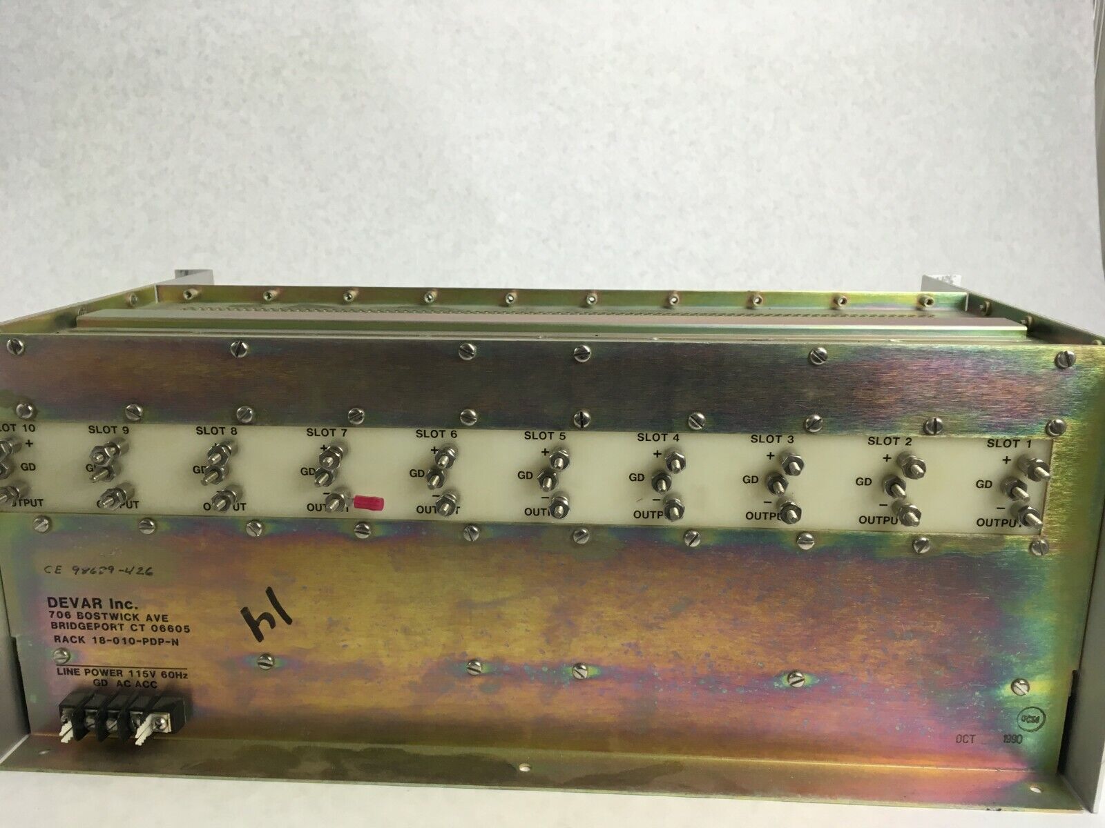 DEVAR INC Control Pneumatic To Electric Transmitter 10 Slot Case Rack
